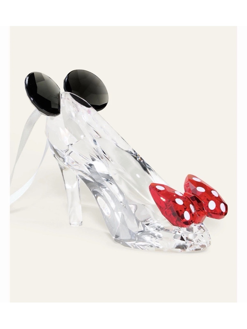 Swarovski Disney Minnie Slipper  Ornament with Red Polka Dot Bow - New